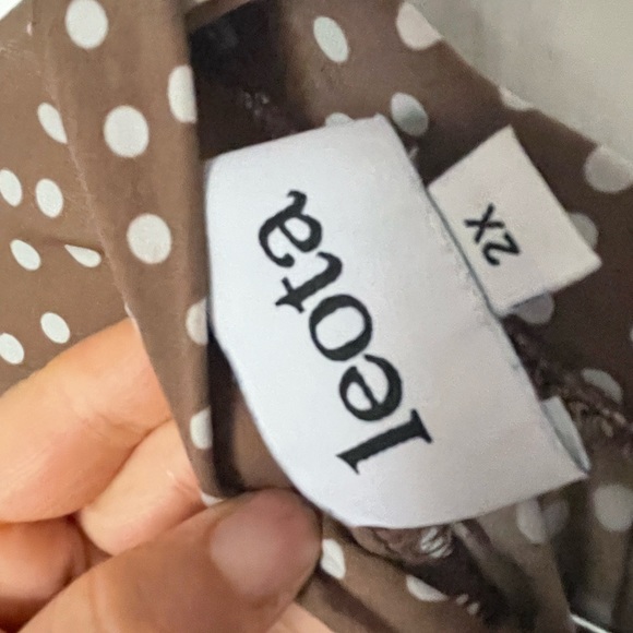 Leota plus size tan and white polka dot halter - Picture 3 of 5